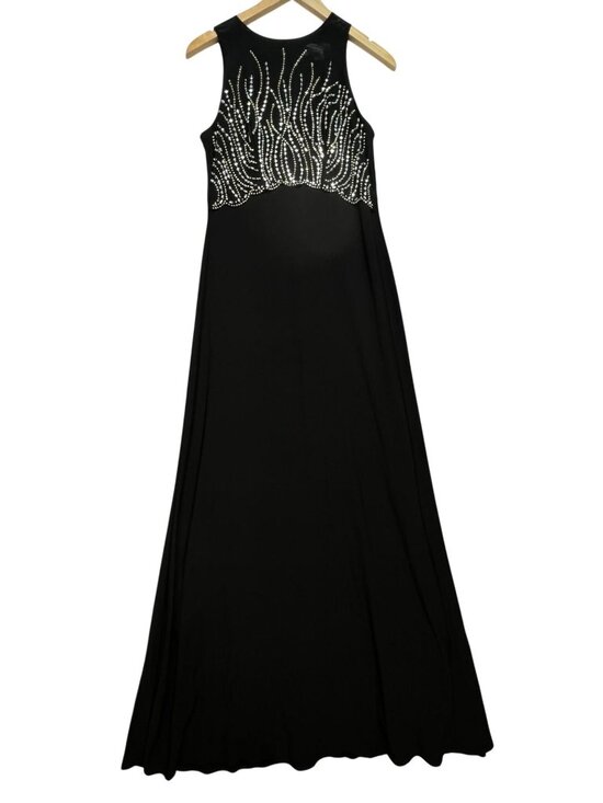 Jackie Jon Dresses & Skirts - Jackie Jon Womens Beaded Party Evening Gown Dress Size 8 Black Sleeveless Maxi